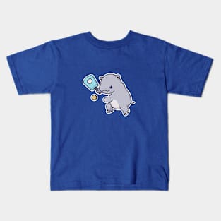 Kawaii Sports Pickleball Hippo Kids T-Shirt